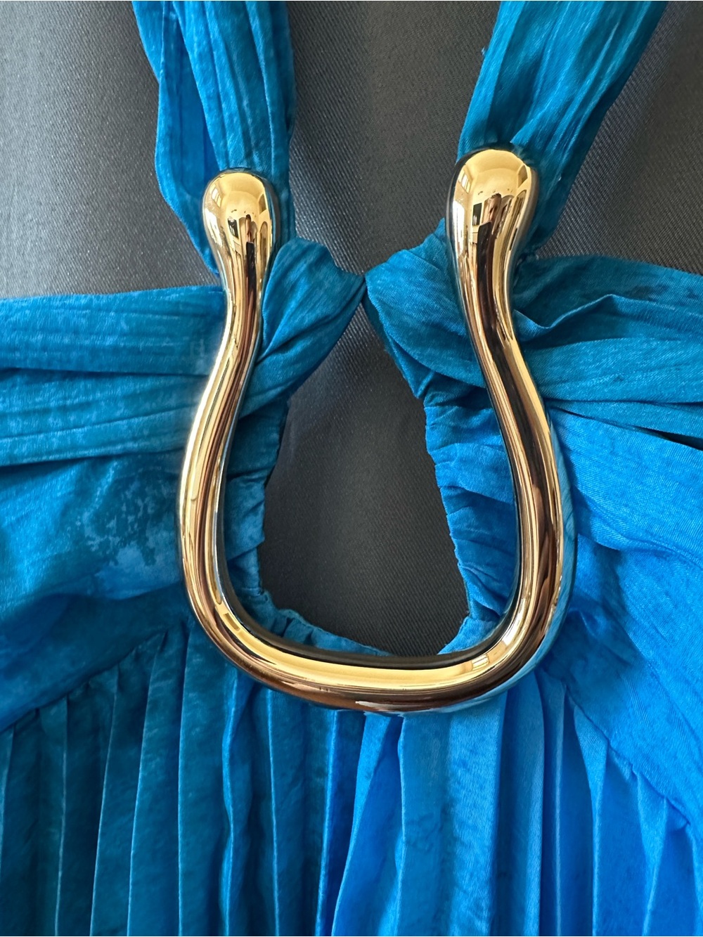 Acler Blue Teal Pleated Halter Maxi Dress - Picture 8 of 13